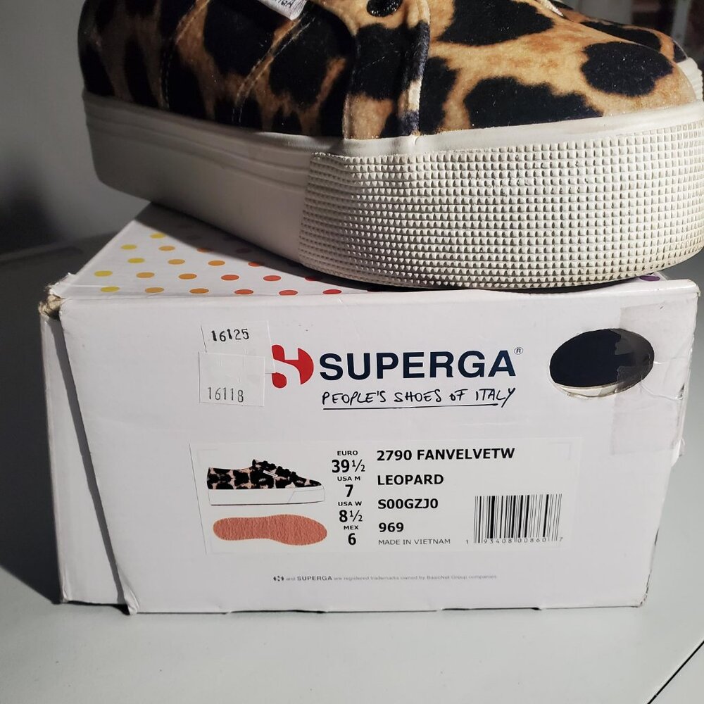 Superga Velvet Leopard Platform Sneakers Size US 8.5 womens -shipping incl - Picture 3 of 16